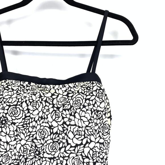 It Figures One Piece Swimsuit Womens Sz 14 Black White Floral Print Layered Look - Picture 3 of 6